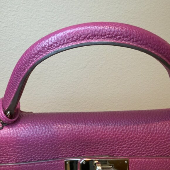 Hermes 32cm Tosca Clemence Retourne Kelly with Palladium Hardware - Picture 12 of 14